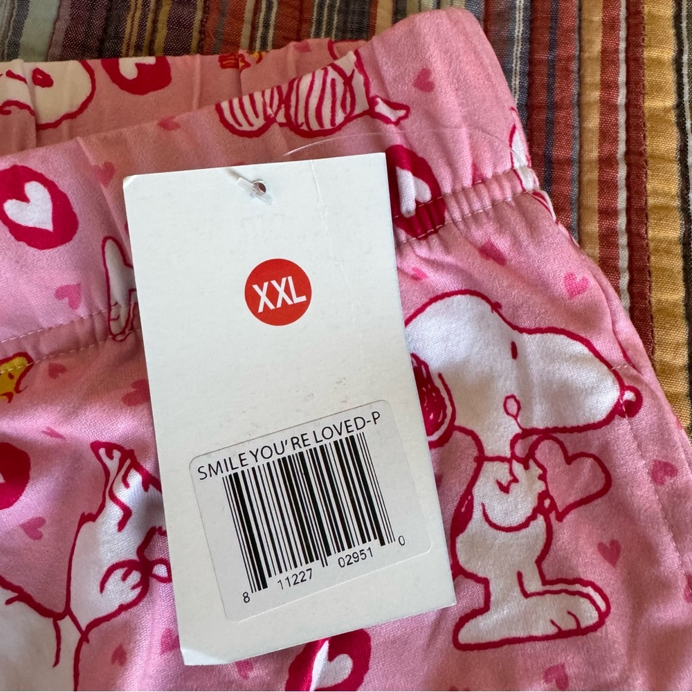 Brief Insanity Peanuts Pajama Lounge Pants XXL Snoopy Woodstock Love Pink NWT - Picture 8 of 13